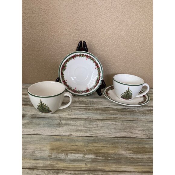 Christopher Radko Traditions Holiday Celebrations Cup & Saucer Set Christmas Tre - Picture 5 of 9